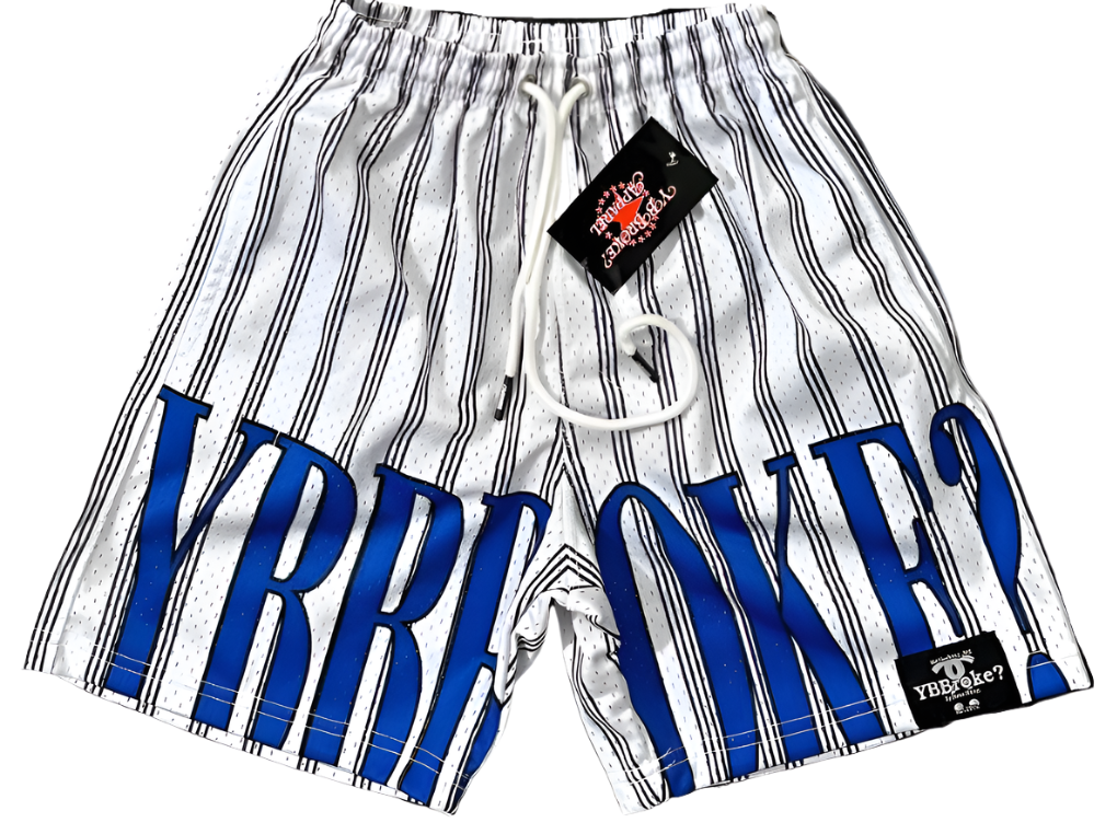 White/Royal Blue YBB Stripe Shorts