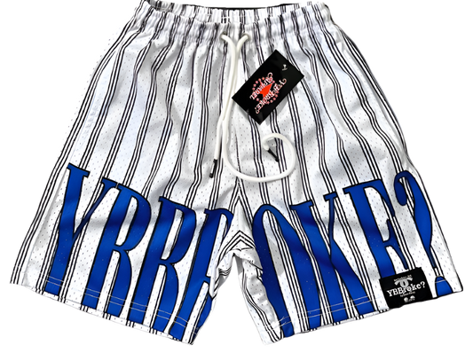 White/Royal Blue YBB Stripe Shorts