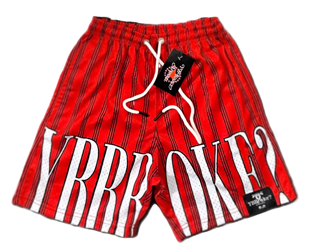 Red YBB Men Stripe Shorts