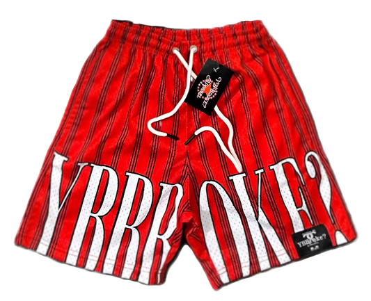 Red YBB Men Stripe Shorts