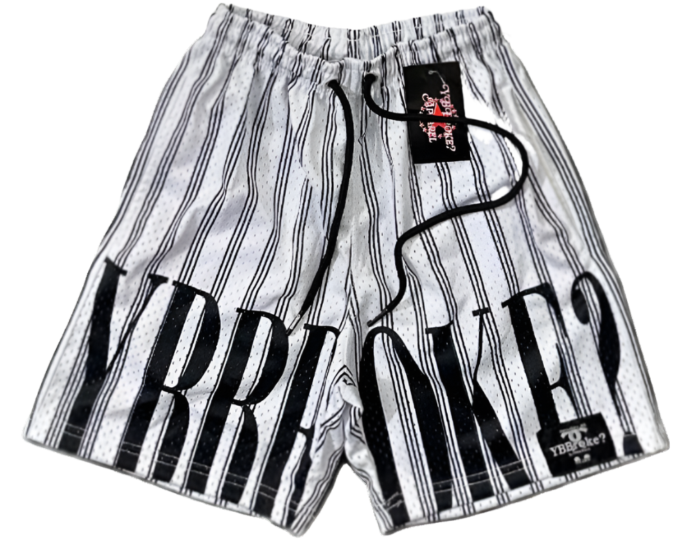 White/Black YBB Men Stripe Shorts