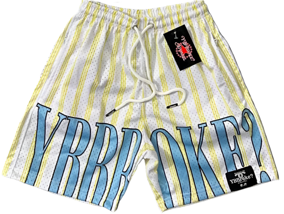 White/Blue/Yellow Stripe YBB Men Shorts