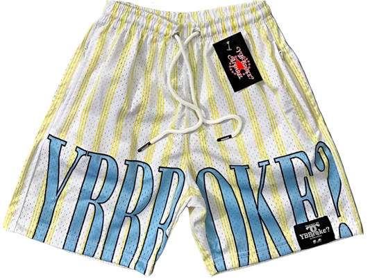 White/Blue/Yellow Stripe YBB Men Shorts