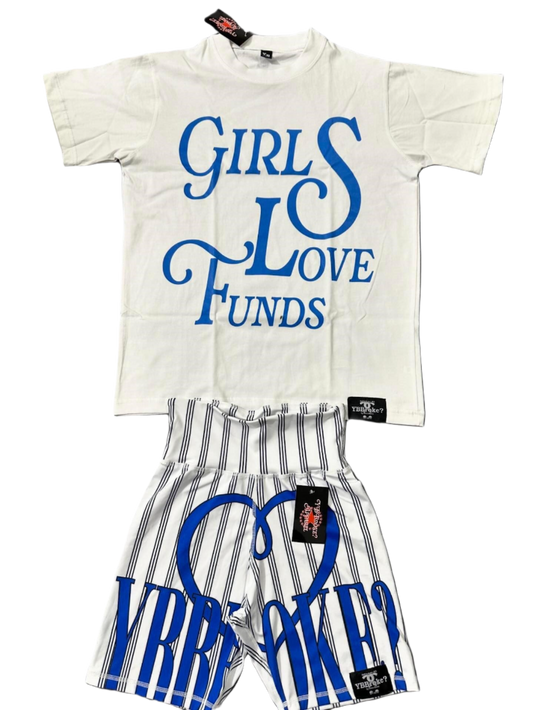 White/Blue "Girls Love Funds" Women YBBroke Set