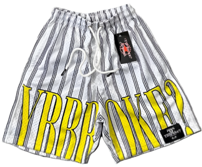 White/Yellow YBB Stripe Men Shorts