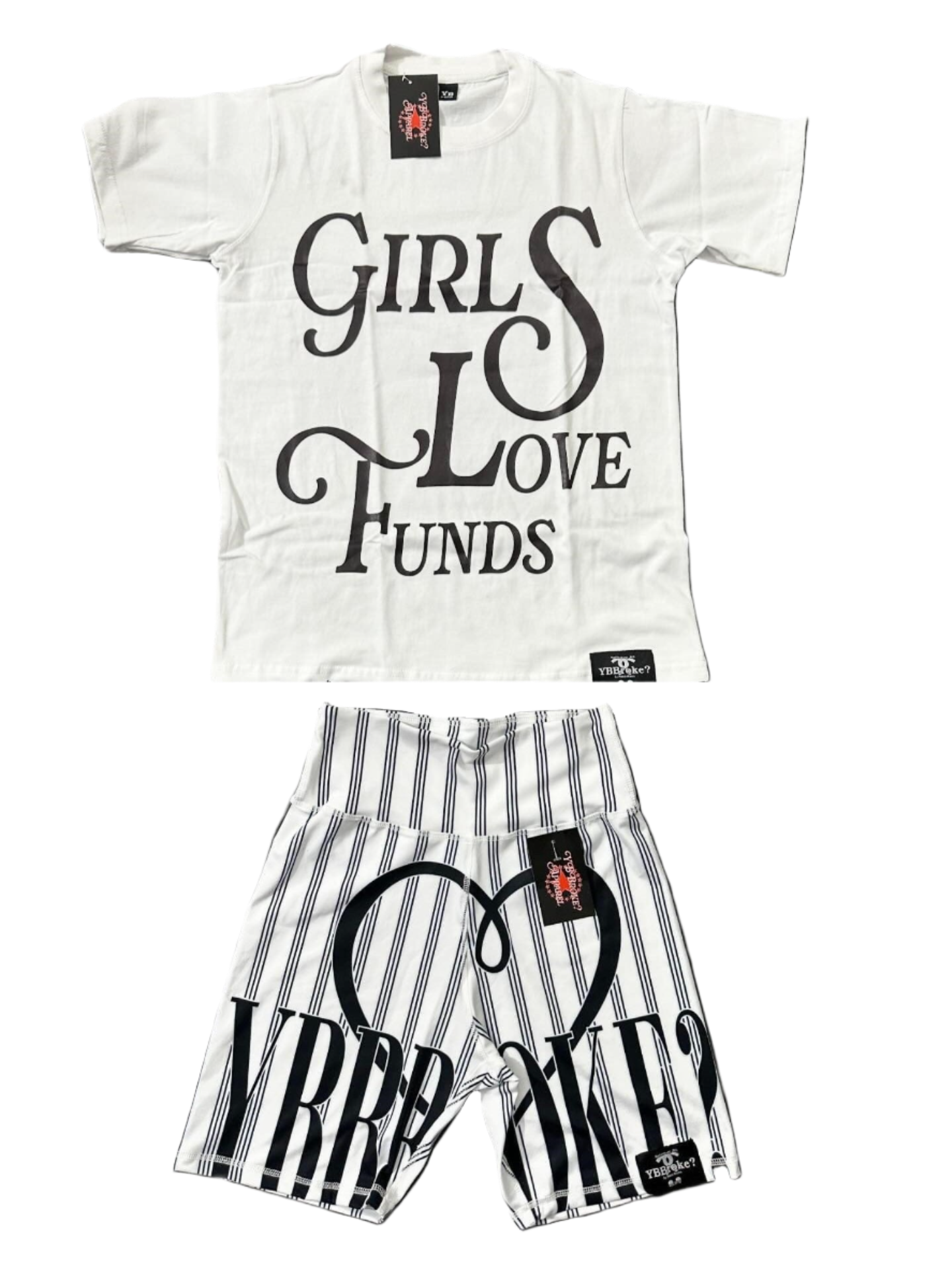 White/Black "Girls Love Funds" Women YBBroke Set