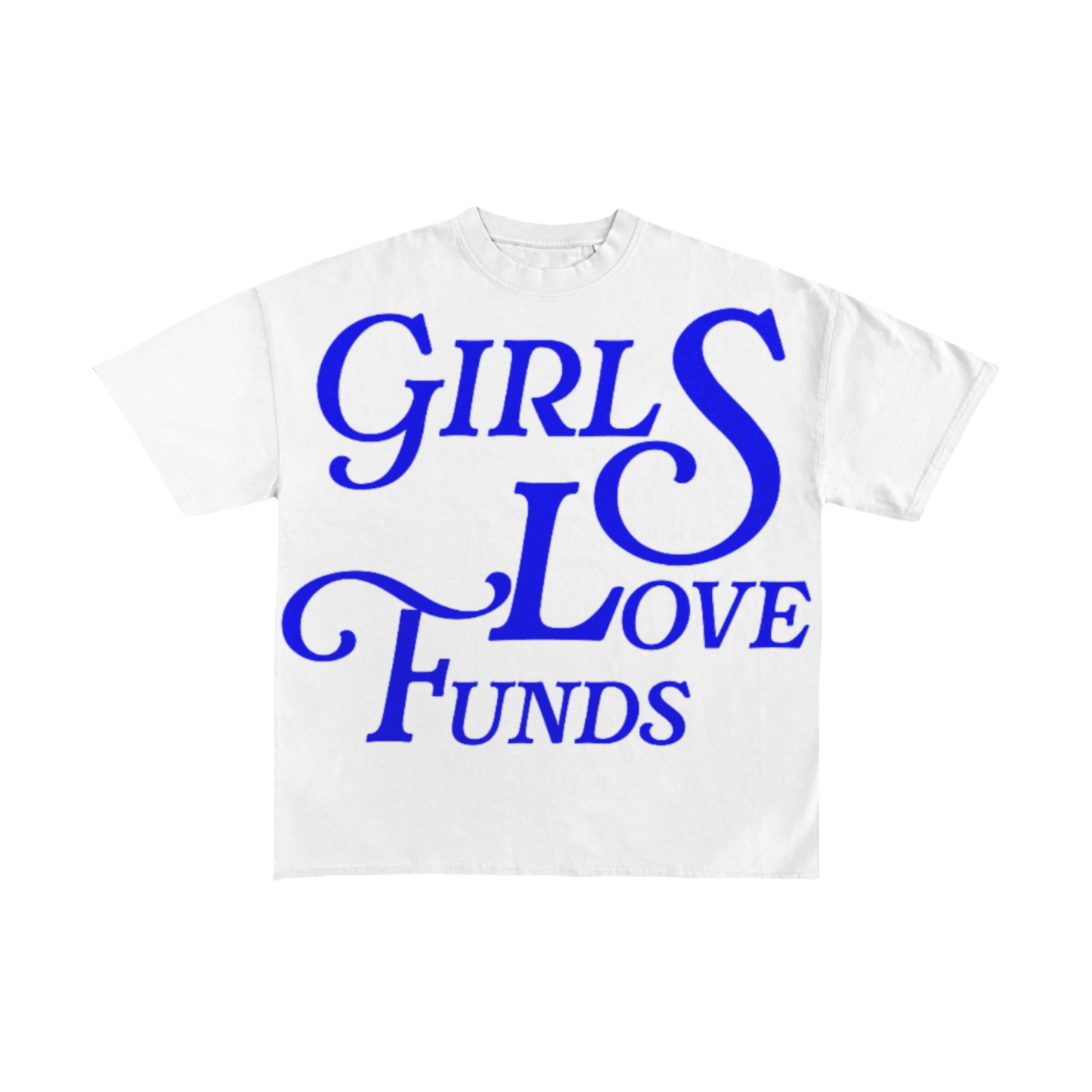 White/Blue "Girls Love Funds" YBBroke Women T-Shirt