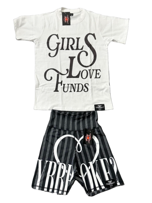 Women "Girls Love Funds" Black/White YBB Set